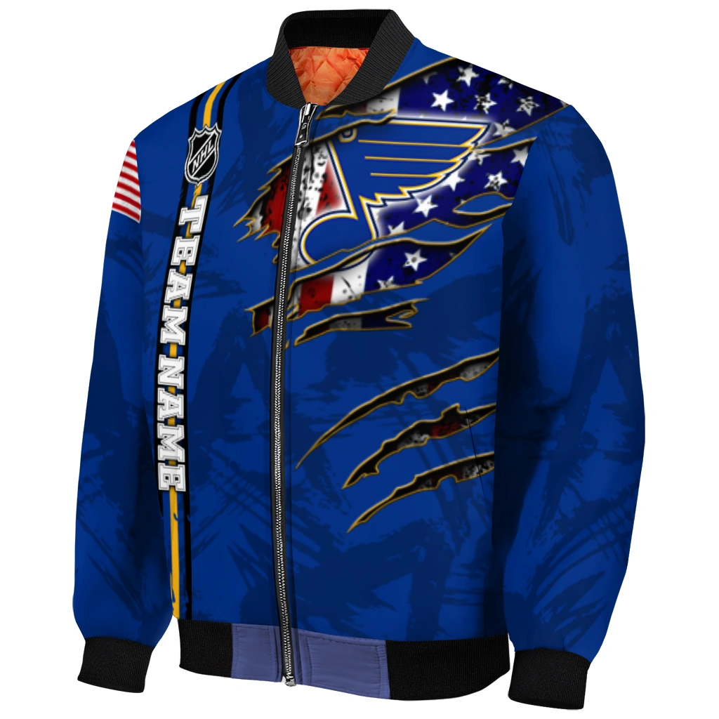 personalized st louis blues usa flag rips blue bomber jacket fashion forward personalized st louis blues usa flag rips blue bomber jacket fashion forward