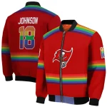 personalized tampa bay buccaneers rainbow jersey number red bomber jacket best selling