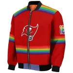personalized tampa bay buccaneers rainbow jersey number red bomber jacket best selling