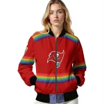 personalized tampa bay buccaneers rainbow jersey number red bomber jacket best selling