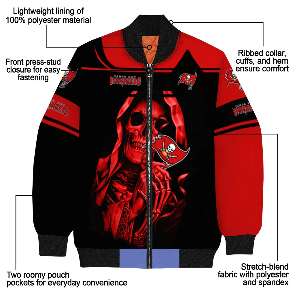 personalized tampa bay buccaneers reaper hands red black bomber jacket new arrival personalized tampa bay buccaneers reaper hands red black bomber jacket new arrival
