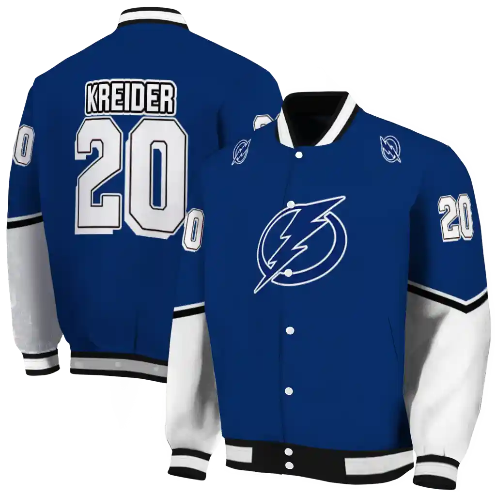 personalized tampa bay lightning chevron style blue varsity jacket fashion forward personalized tampa bay lightning chevron style blue varsity jacket fashion forward