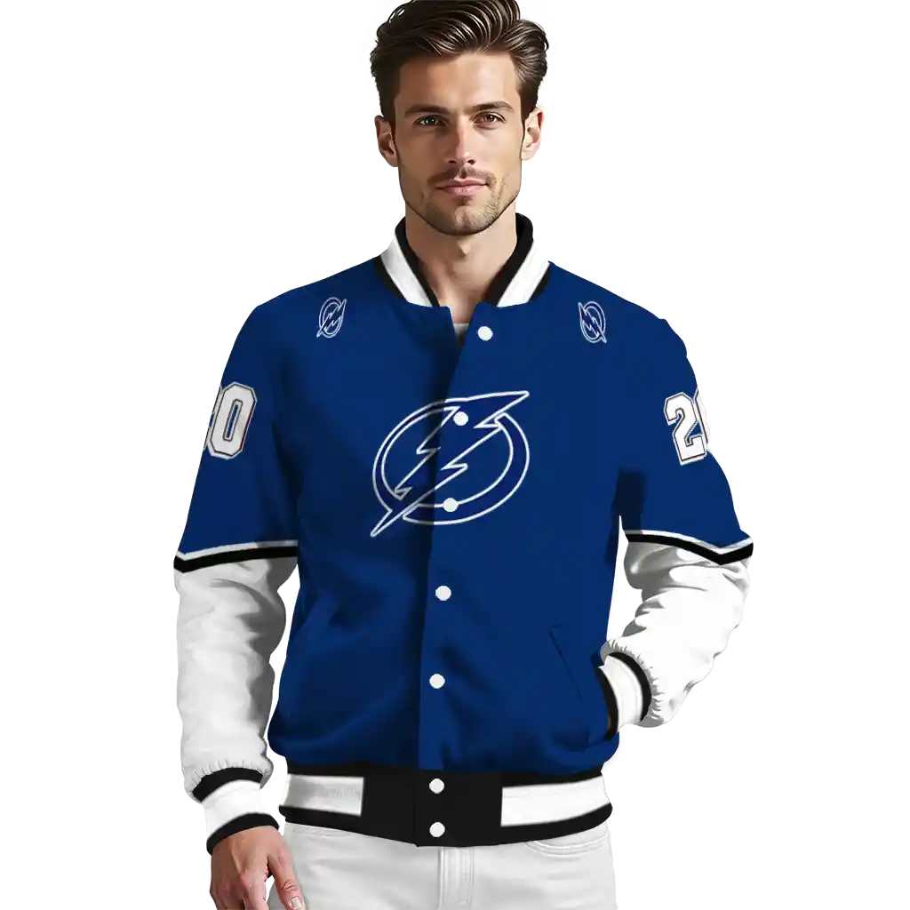 personalized tampa bay lightning chevron style blue varsity jacket high quality personalized tampa bay lightning chevron style blue varsity jacket high quality