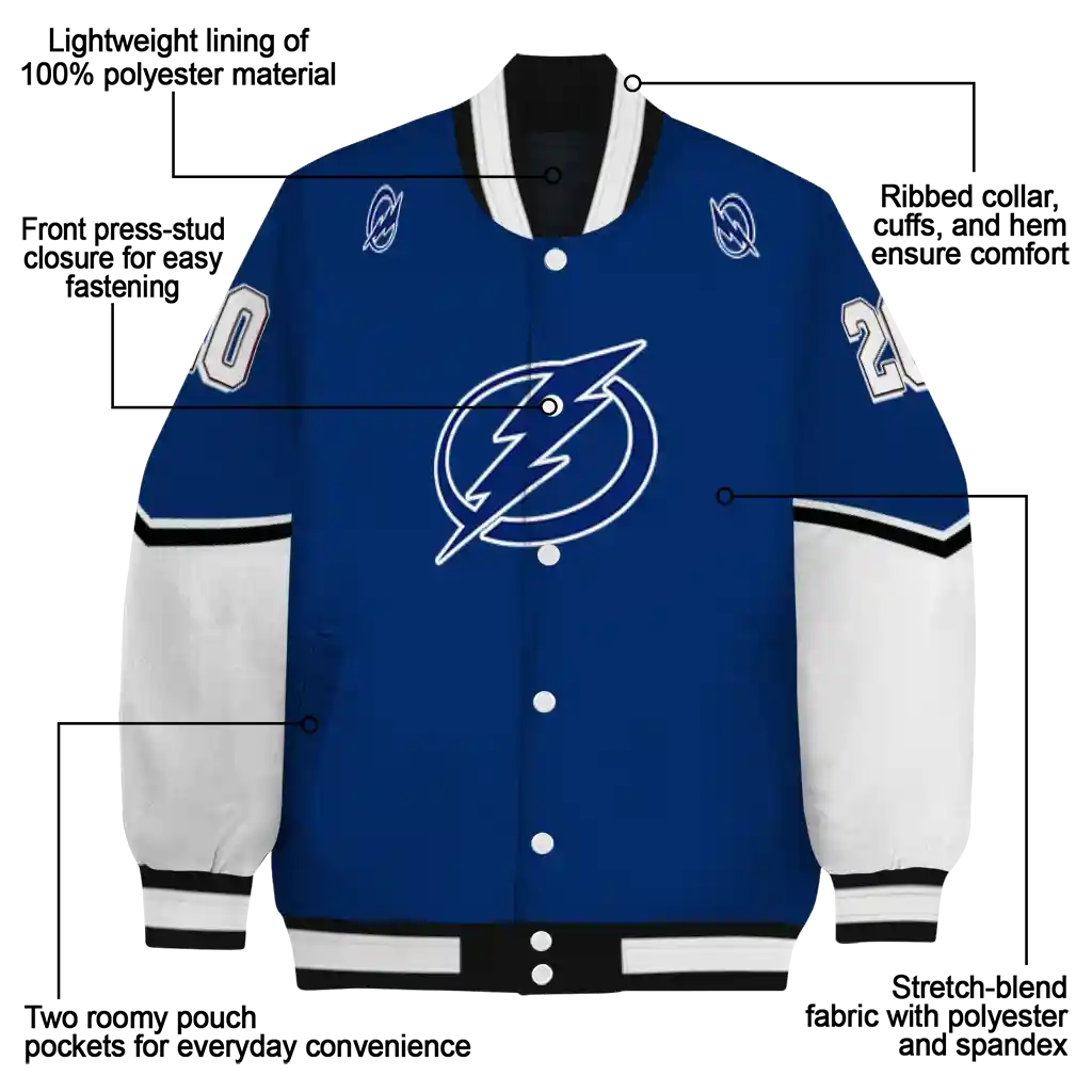 personalized tampa bay lightning chevron style blue varsity jacket new arrival personalized tampa bay lightning chevron style blue varsity jacket new arrival