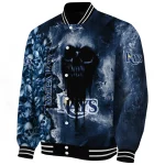 personalized tampa bay rays skull cluster navy varsity jacket best selling