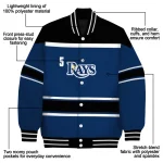 personalized tampa bay rays stripe statement navy black varsity jacket best selling