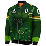 personalized tcu horned frogs shamrock vortex green bomber jacket best selling