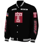 personalized temple owls american flag skull black varsity jacket best selling