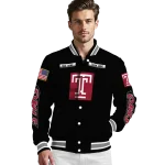 personalized temple owls american flag skull black varsity jacket best selling