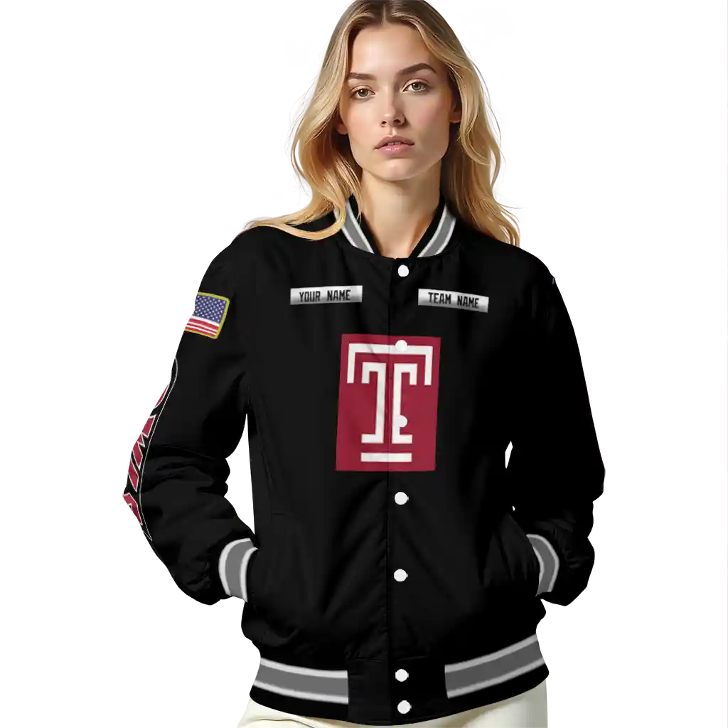 personalized temple owls american flag skull black varsity jacket latest model personalized temple owls american flag skull black varsity jacket latest model