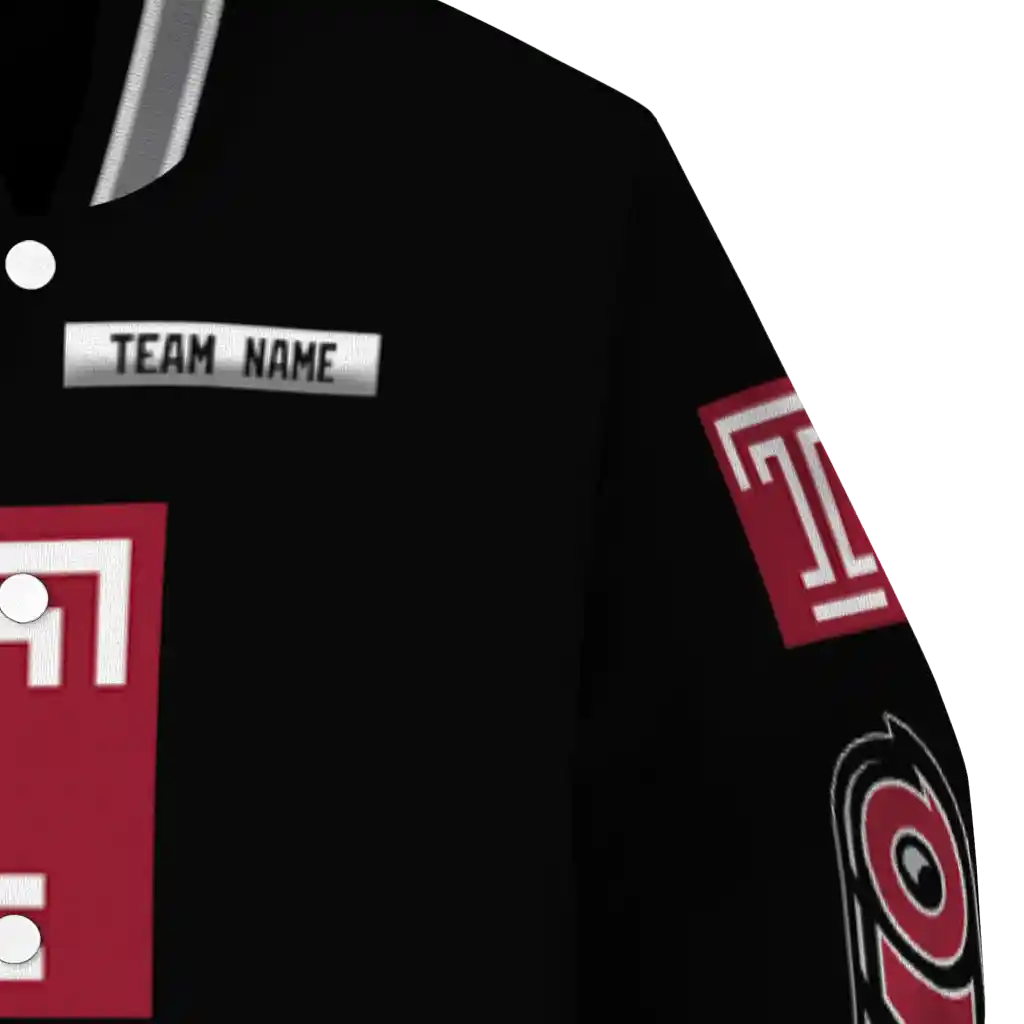 personalized temple owls american flag skull black varsity jacket premium grade personalized temple owls american flag skull black varsity jacket premium grade