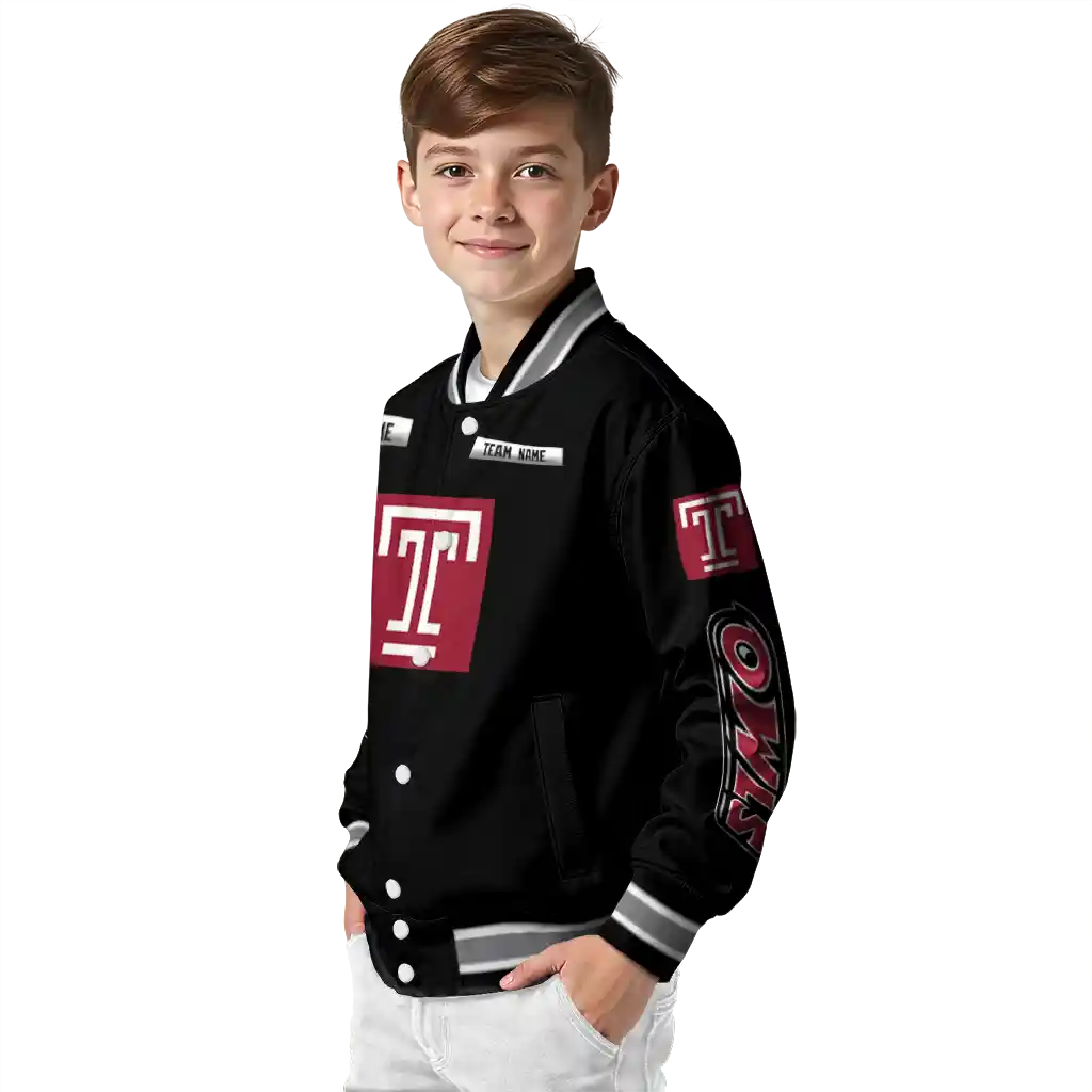 personalized temple owls american flag skull black varsity jacket trendy personalized temple owls american flag skull black varsity jacket trendy