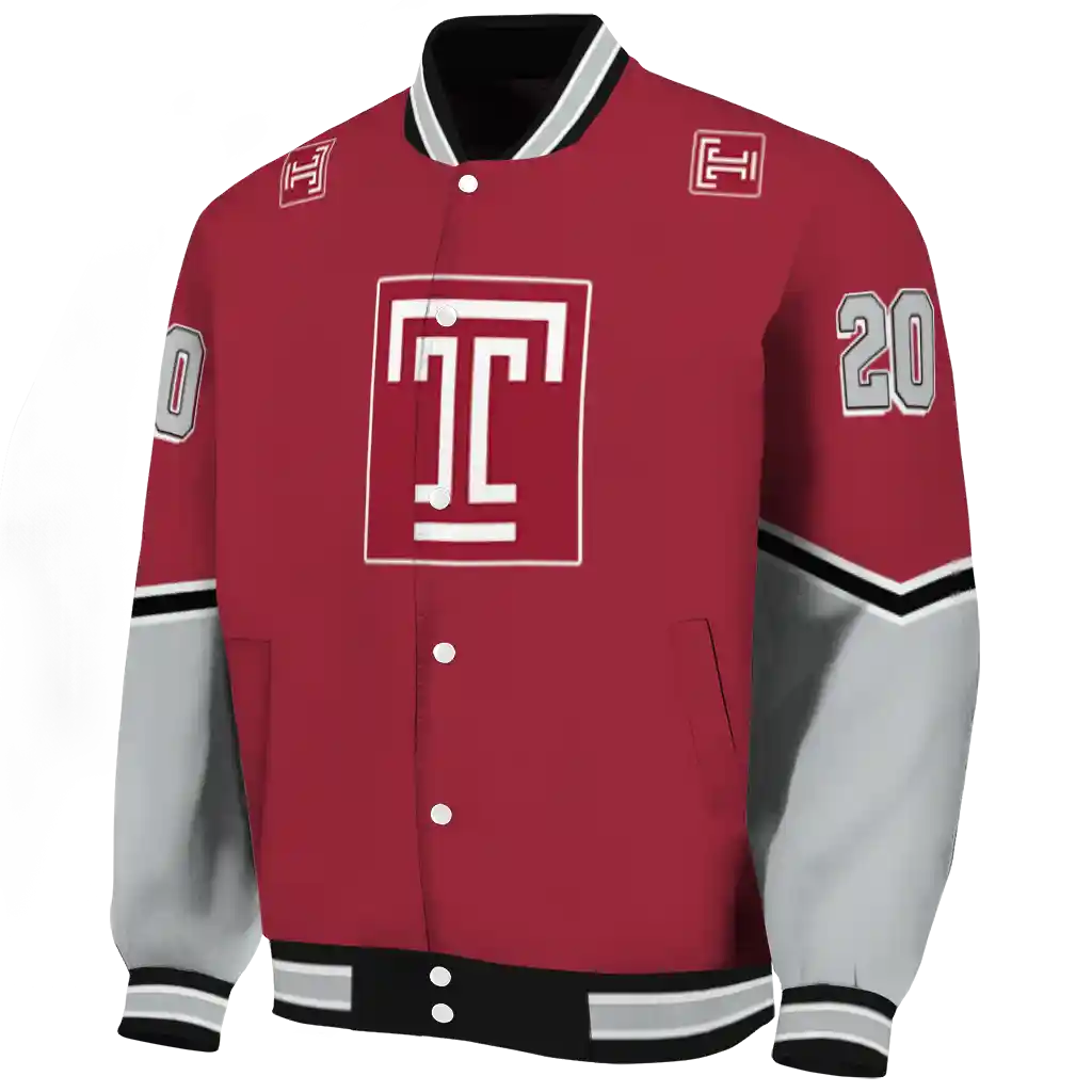 personalized temple owls chevron style red varsity jacket best selling personalized temple owls chevron style red varsity jacket best selling
