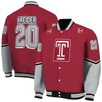 personalized temple owls chevron style red varsity jacket best selling