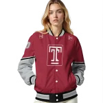 personalized temple owls chevron style red varsity jacket best selling