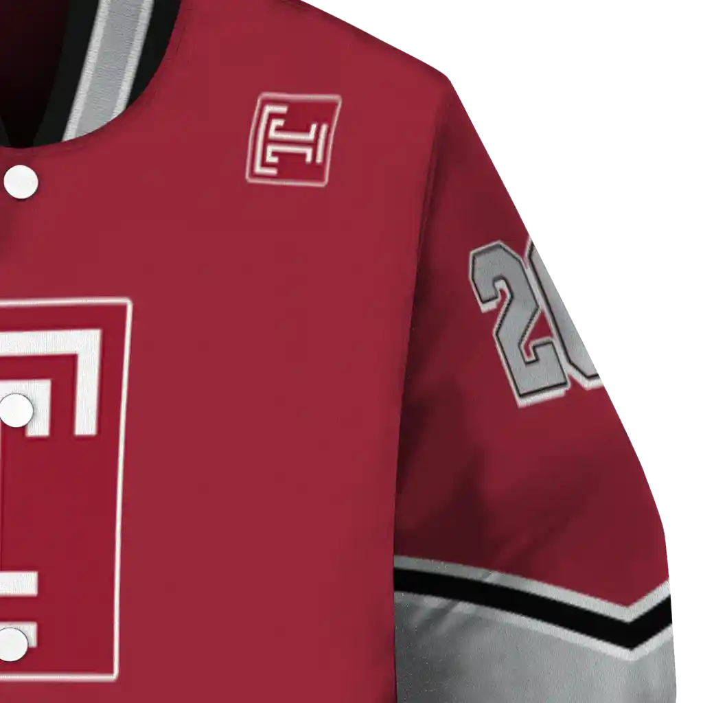 personalized temple owls chevron style red varsity jacket premium grade personalized temple owls chevron style red varsity jacket premium grade