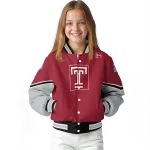 personalized temple owls chevron style red varsity jacket best selling