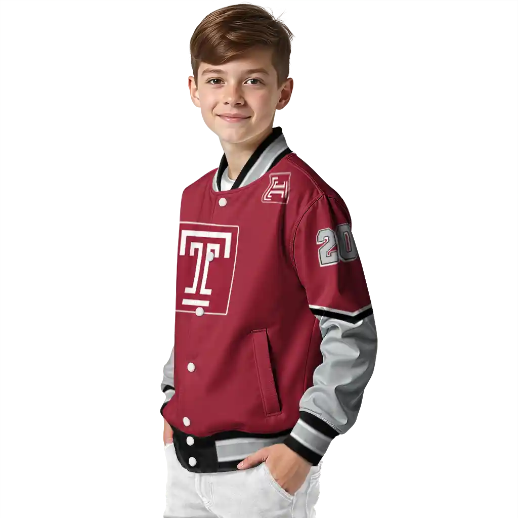 personalized temple owls chevron style red varsity jacket trendy personalized temple owls chevron style red varsity jacket trendy