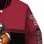 personalized temple owls groot football red black varsity jacket best selling
