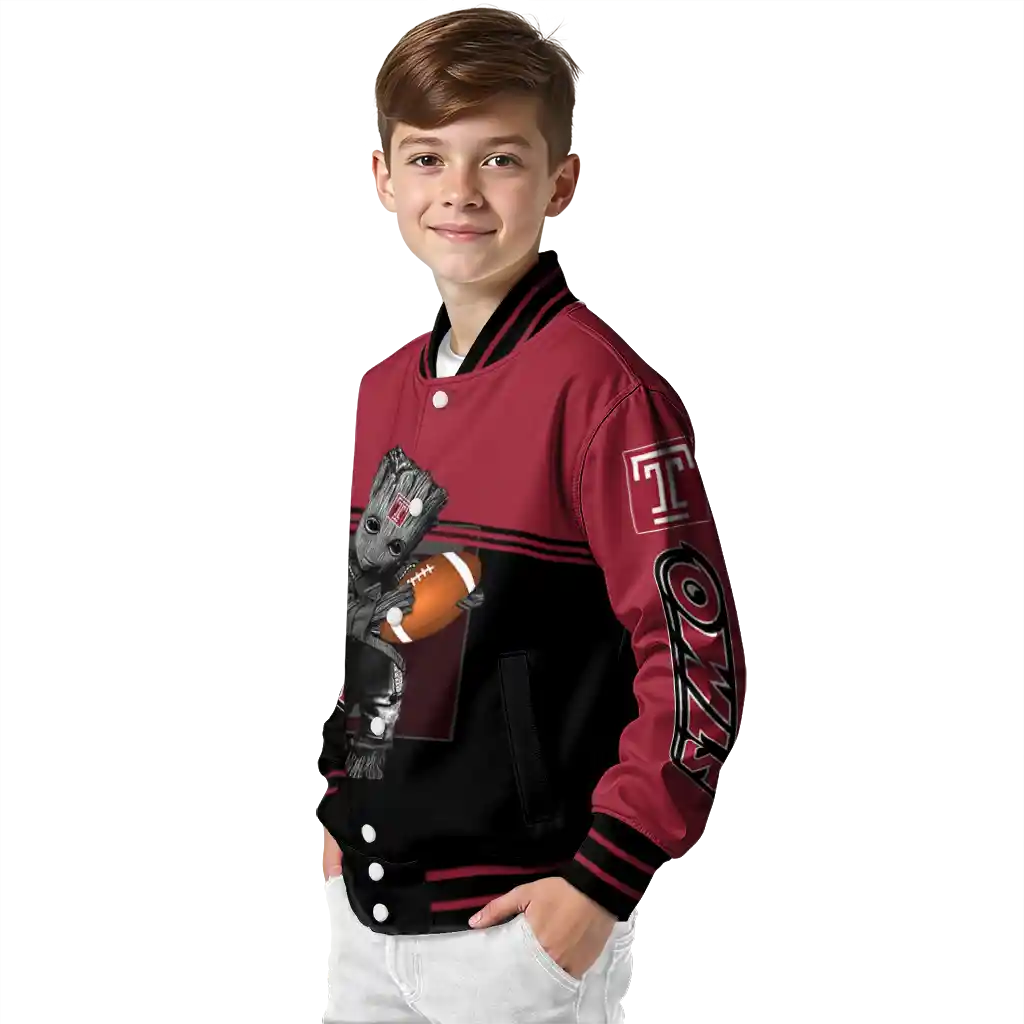 personalized temple owls groot football red black varsity jacket trendy personalized temple owls groot football red black varsity jacket trendy
