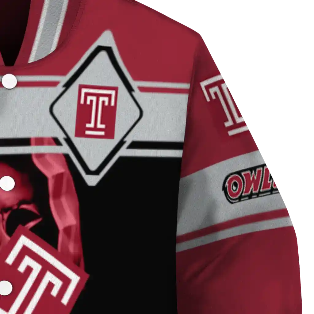 personalized temple owls reaper hands red black varsity jacket premium grade personalized temple owls reaper hands red black varsity jacket premium grade