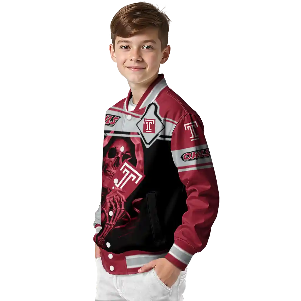 personalized temple owls reaper hands red black varsity jacket trendy personalized temple owls reaper hands red black varsity jacket trendy