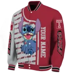 personalized temple owls stitch laughing red varsity jacket best selling