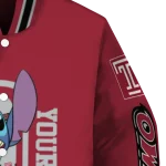 personalized temple owls stitch laughing red varsity jacket best selling
