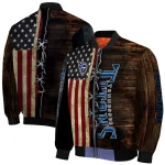 personalized tennessee titans flag wood brown bomber jacket best selling