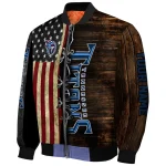 personalized tennessee titans flag wood brown bomber jacket best selling