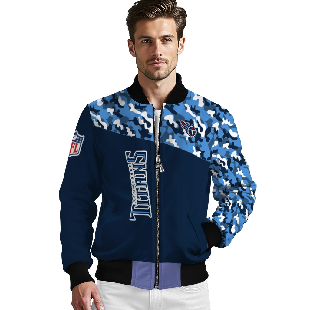 personalized tennessee titans freedom claw navy bomber jacket high quality personalized tennessee titans freedom claw navy bomber jacket high quality