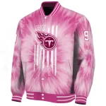 personalized tennessee titans pink tie dye pink varsity jacket best selling