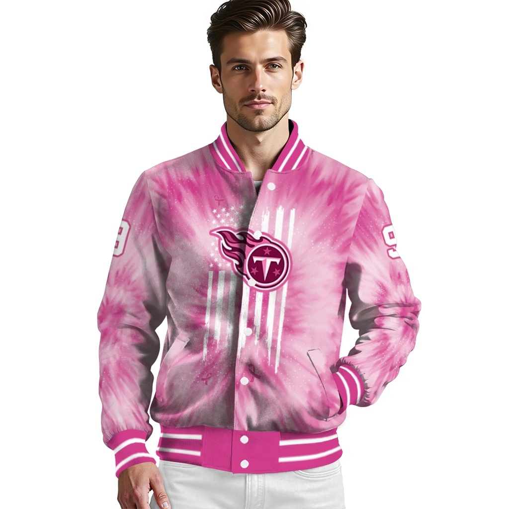 personalized tennessee titans pink tie dye pink varsity jacket high quality personalized tennessee titans pink tie dye pink varsity jacket high quality