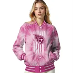 personalized tennessee titans pink tie dye pink varsity jacket best selling