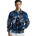 personalized tennessee titans skull horde navy varsity jacket best selling