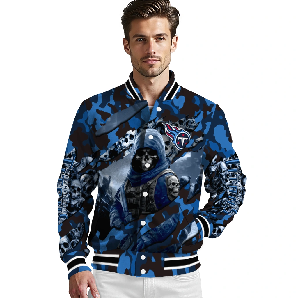 personalized tennessee titans skull horde navy varsity jacket high quality personalized tennessee titans skull horde navy varsity jacket high quality