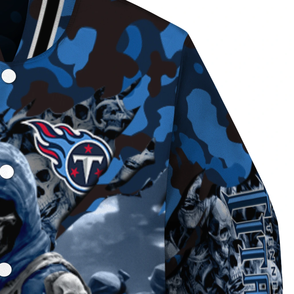 personalized tennessee titans skull horde navy varsity jacket premium grade personalized tennessee titans skull horde navy varsity jacket premium grade