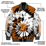 personalized texas longhorns burst splatter orange varsity jacket best selling
