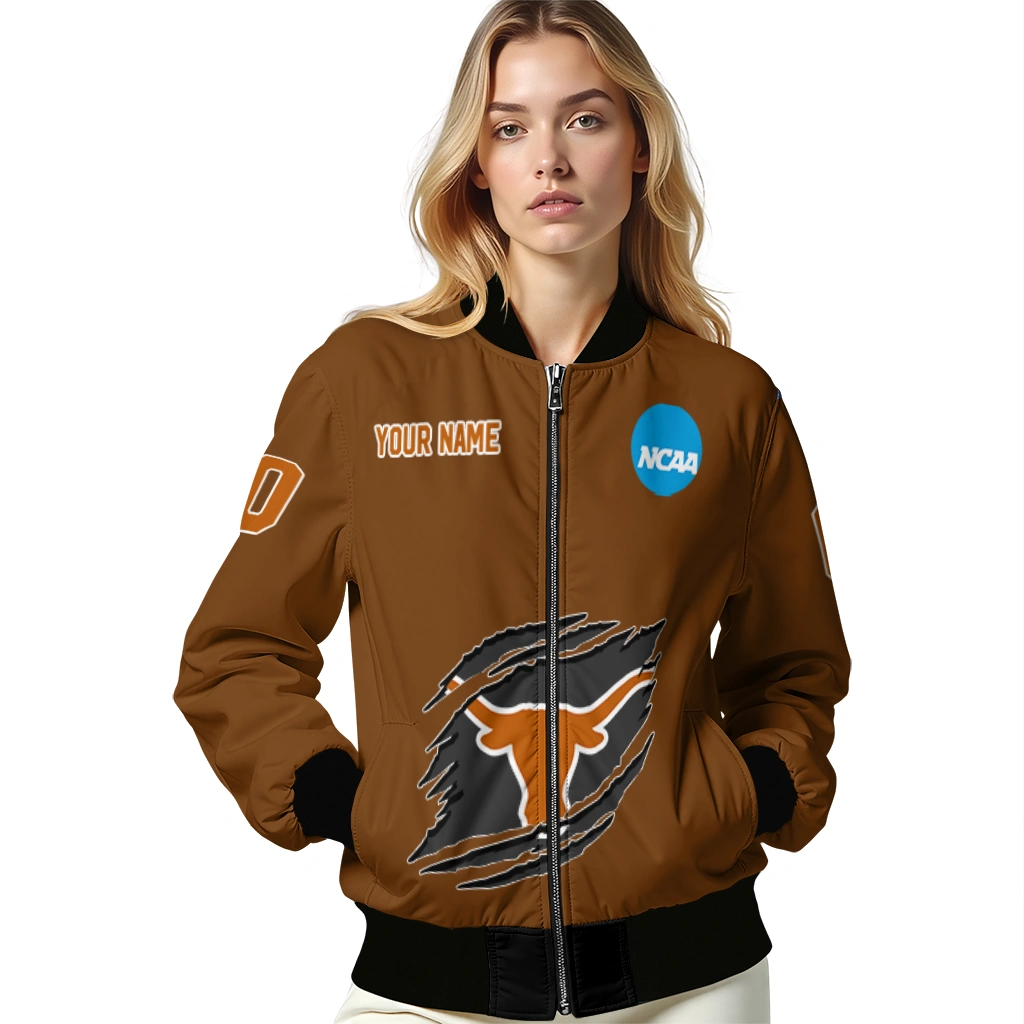 personalized texas longhorns claw mark orange bomber jacket latest model personalized texas longhorns claw mark orange bomber jacket latest model