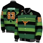 personalized texas longhorns clover green lines green black varsity jacket best selling