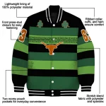 personalized texas longhorns clover green lines green black varsity jacket best selling
