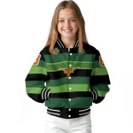 personalized texas longhorns clover green lines green black varsity jacket best selling