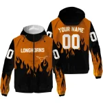 personalized texas longhorns flame trim orange black windbreaker jacket best selling