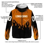 personalized texas longhorns flame trim orange black windbreaker jacket best selling