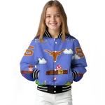 personalized texas longhorns mario blocks blue black varsity jacket best selling