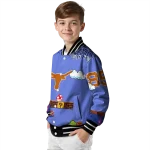 personalized texas longhorns mario blocks blue black varsity jacket best selling