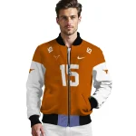 personalized texas longhorns team patch orange bomber jacket best selling