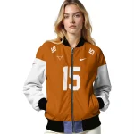 personalized texas longhorns team patch orange bomber jacket best selling
