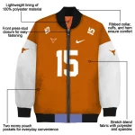 personalized texas longhorns team patch orange bomber jacket best selling