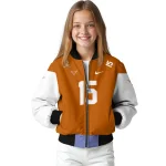 personalized texas longhorns team patch orange bomber jacket best selling